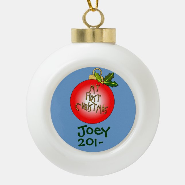 Erste Verzierung des kundenspezifischen Babys Keramik Kugel-Ornament (Vorderseite)