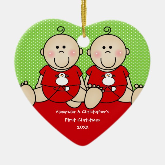 Erste Verzierung des niedlichen Baby-Zwillings Keramikornament (Vorne)
