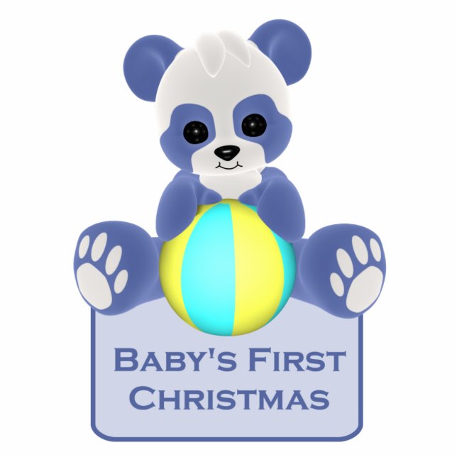 Erste Verzierung des Panda-Bärn-Babys Weihnachts Fotoskulptur Ornament (Vorne)