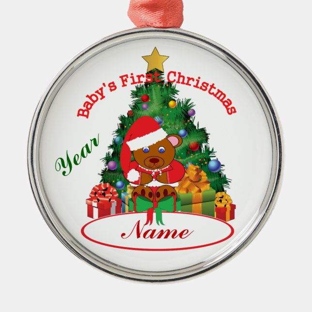 Erste Verzierung des personalisierten Babys Silbernes Ornament (Vorne)