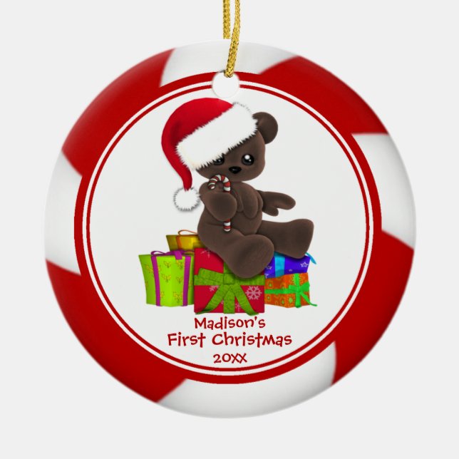 Erste Verzierung des Sankt-Bärn-Babys Weihnachts Keramikornament (Vorne)