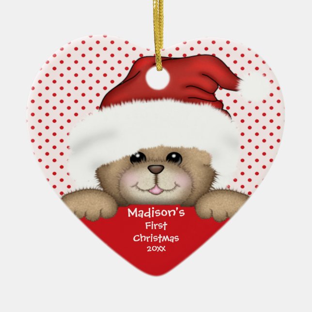 Erste Verzierung des Sankt-Bärn-Babys Weihnachts Keramikornament (Vorne)