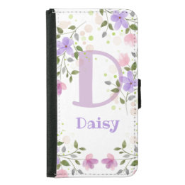 Erste Vorwahl mit Name Daisy mit Blume Geldbeutel Hülle Für Das Samsung Galaxy S5