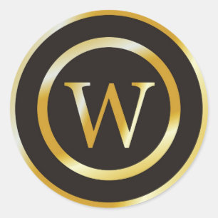 Erste W Gold Monogram Wedding Stickers