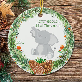 Erste Weihnacht "Baby Elephant Keramik Ornament