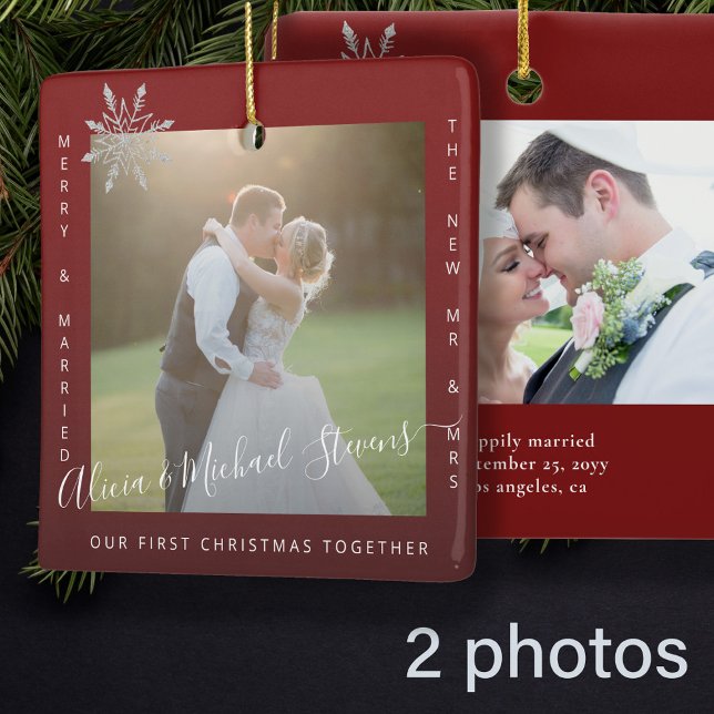 Erste Weihnachten 2 Fotos Mr. and Mrs. Keramikornament (Von Creator hochgeladen)