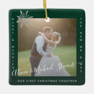 Erste Weihnachten 2 Fotos Mr. und Mrs. Keramikornament