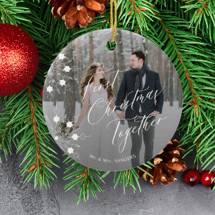 Erste Weihnachten 2 Fotos Neuvermählte Hochzeit Keramik Ornament