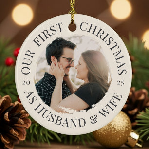 Erste Weihnachten als Ehemann & Ehefrau Keramik Ornament