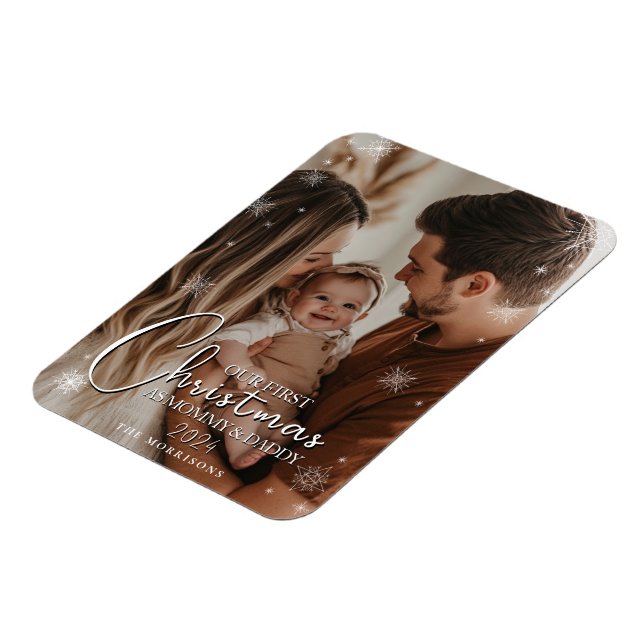 Erste Weihnachten als Eltern Flexible Foto Magnet (Linke Seite)
