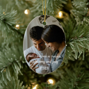 Erste Weihnachten als Eltern Foto Keramik Ornament
