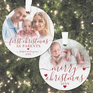 Erste Weihnachten als Eltern Neues Baby 2 Foto Ornament