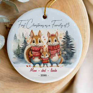 Erste Weihnachten als Familie von 3 Kaninchen Keramik Ornament