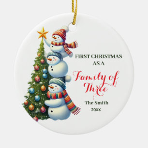 Erste Weihnachten als Familie von 3 Weihnachtsschn Keramik Ornament