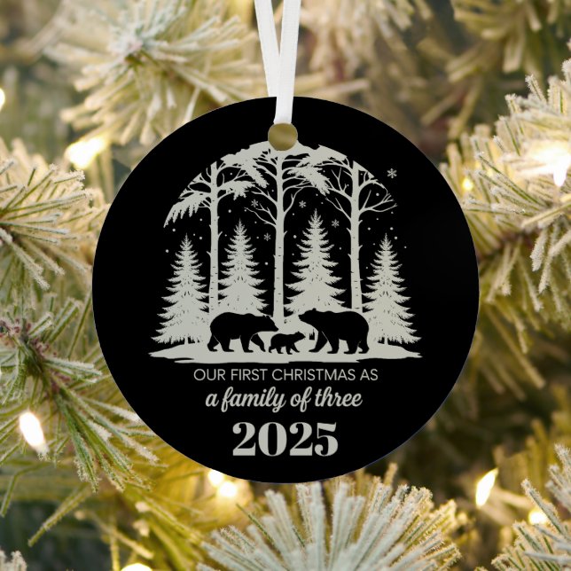 Erste Weihnachten als Familie von drei 2025 Custom Ornament Aus Metall (InSitu)