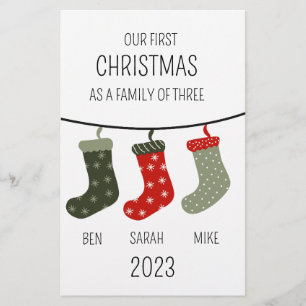 Erste Weihnachten als Familie von drei Briefpapier