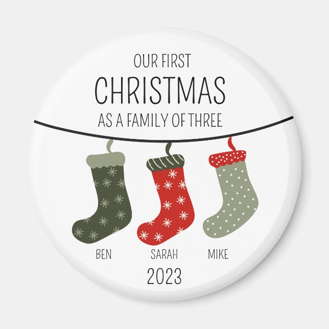 Erste Weihnachten als Familie von drei Magnet (Vorne)
