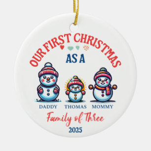 Erste Weihnachten als Familie von drei Niedlichen  Keramik Ornament