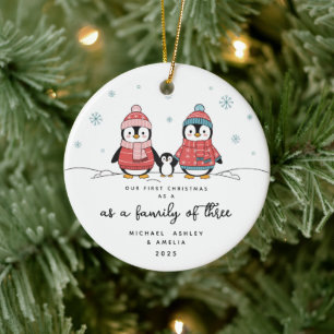 Erste Weihnachten als Familie von drei Ornamenten Keramik Ornament