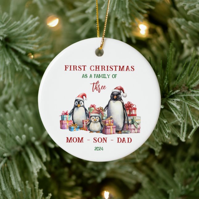 Erste Weihnachten als Familienschmuck Keramik Ornament (Baum)