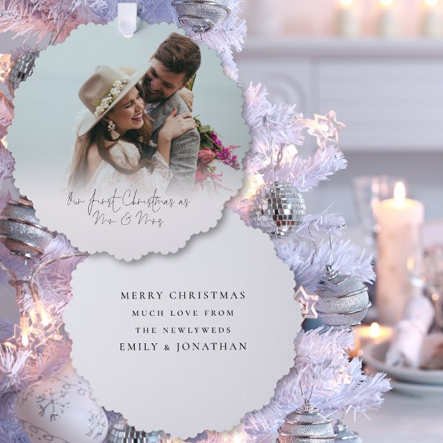 Erste Weihnachten als Foto Overlay Script Ornament Karte (Front and back view)