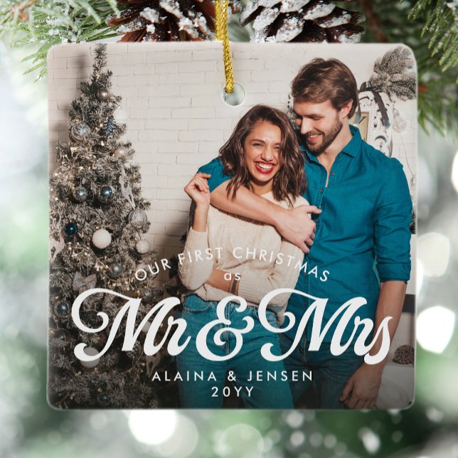 Erste Weihnachten als Foto von Herrn und Frau Keramikornament (Von Creator hochgeladen)
