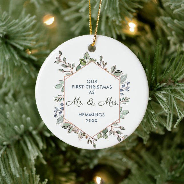 Erste Weihnachten als Frau Personalisiert Eukalypt Keramik Ornament (Baum)