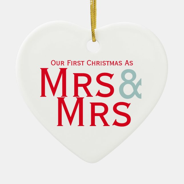 Erste Weihnachten als Frau und Frau Lesbian Themed Keramik Ornament (Vorne)