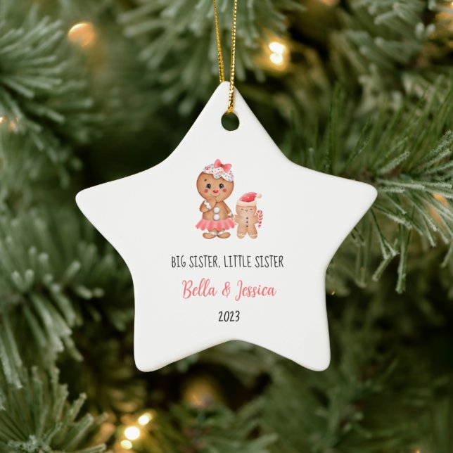 Erste Weihnachten als große Schwester Niedliche Or Keramik Ornament (Baum)