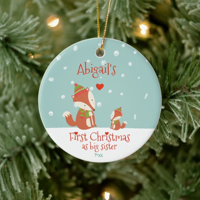 Erste Weihnachten als große Schwester, Niedliche W Keramik Ornament (Baum)