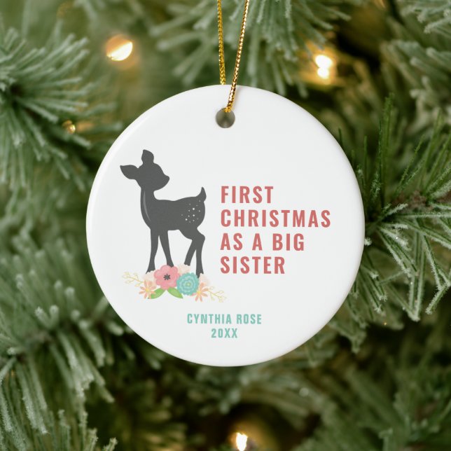Erste Weihnachten als große Schwester Personalisie Keramik Ornament (Baum)