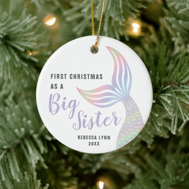 Erste Weihnachten als große Schwester Personalisie Keramik Ornament (Baum)