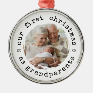 Erste Weihnachten als Großeltern 2025 Foto Ornament Aus Metall