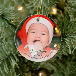 Erste Weihnachten als Großeltern 2025 Foto Urlaub Keramik Ornament