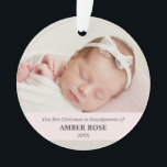 Erste Weihnachten als Großeltern 2 Fotos Ornament<br><div class="desc">Unser 2-FOTO-Acrylschmuck ist ein perfekter Sake,  um Ihre ersten Weihnachten als Opa und Oma nie zu vergessen. Wählen Sie 2 beste Fotos Ihrer geliebten Nichte und schmücken Sie Ihren Weihnachtsbaum!! LICHTPINK STRIPE OVERLAY</div>