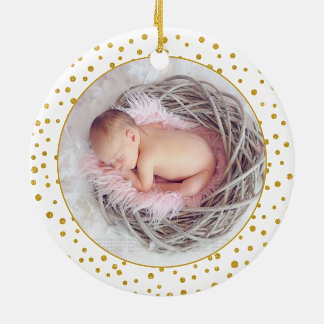 Erste Weihnachten als Großeltern Auto Gold Foto Keramik Ornament (Hinten)
