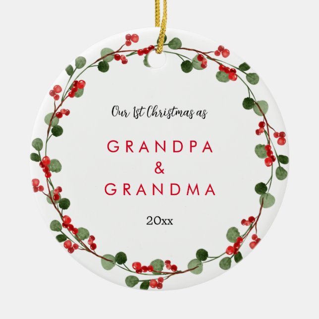 Erste Weihnachten als Großeltern | Baby-Foto Keramik Ornament (Vorne)