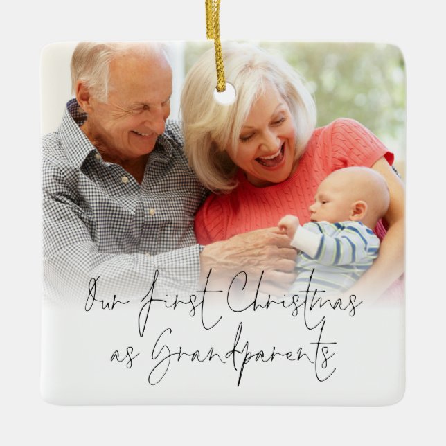 Erste Weihnachten als Großeltern Foto Datum Keramikornament (Vorderseite)