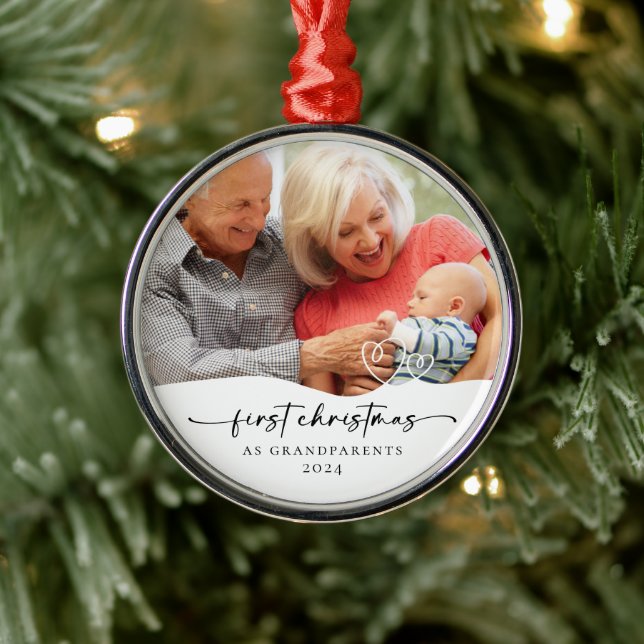 Erste Weihnachten als Großeltern Foto Keepake Ornament Aus Metall (Baum)