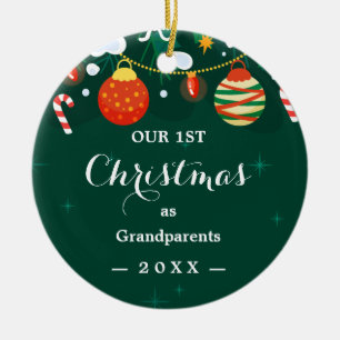 Erste Weihnachten als Großeltern-Foto Keramik Ornament