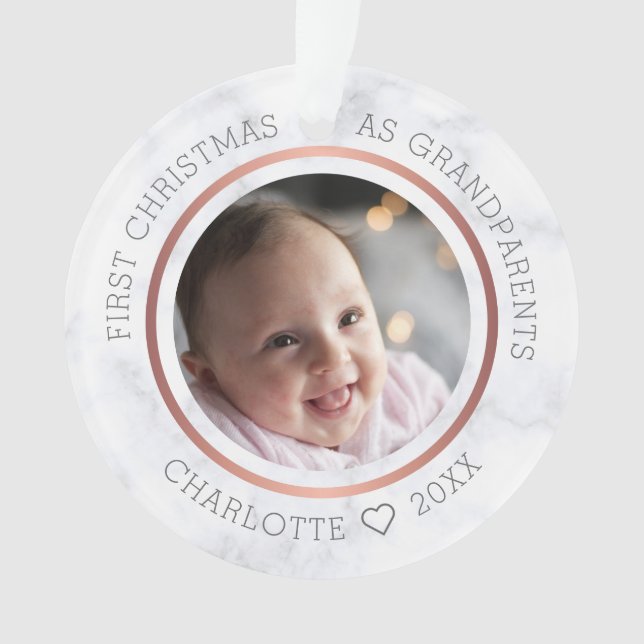 Erste Weihnachten als Großeltern Foto Marmor Ornament (Vorderseite)