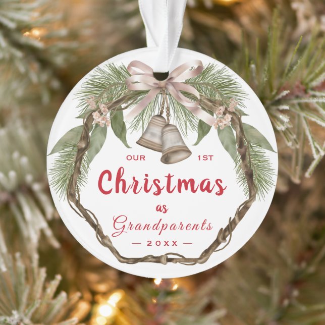 Erste Weihnachten als Großeltern-Foto Ornament (Baum)