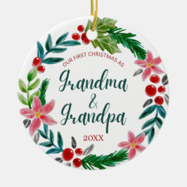 Erste Weihnachten als Großeltern Keramik Ornament