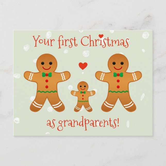 Erste Weihnachten als Großeltern - Lebkuchen Männe Postkarte (Vorderseite)