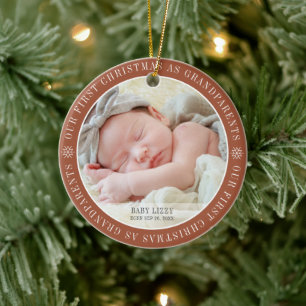 Erste Weihnachten als Großeltern Modernes Foto Keramik Ornament