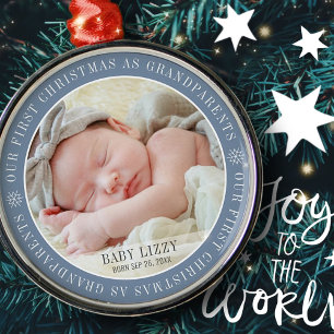 Erste Weihnachten als Großeltern Modernes Foto Ornament Aus Metall