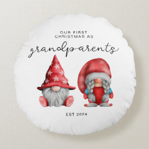 Erste Weihnachten als Großeltern Weihnachtsfamilie Rundes Kissen