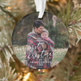 Erste Weihnachten als Großeltern Weißes Skript Ornament