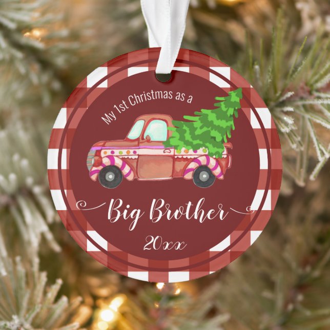 Erste Weihnachten als großer Bruder roter Lkw Ornament (Baum)