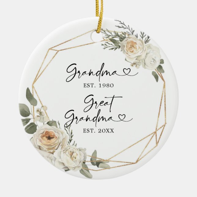 Erste Weihnachten als Großmutter Weiße Blüte Keramik Ornament (Vorne)